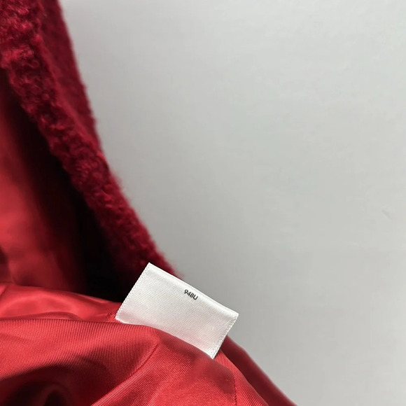 Eileen Fisher Coat Jacket Boucle Wool Blend Collared Long Sleeve Red Large - Picture 10 of 12